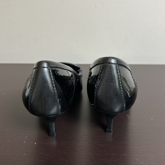 Tory Burch Eliza Pumps Black Kitten Heels Leather Point Toe Career Designer Sz 5 - Picture 7 of 10
